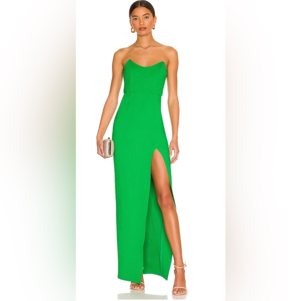 RYLEIGH STRAPLESS MAXI DRESS IN GREEN